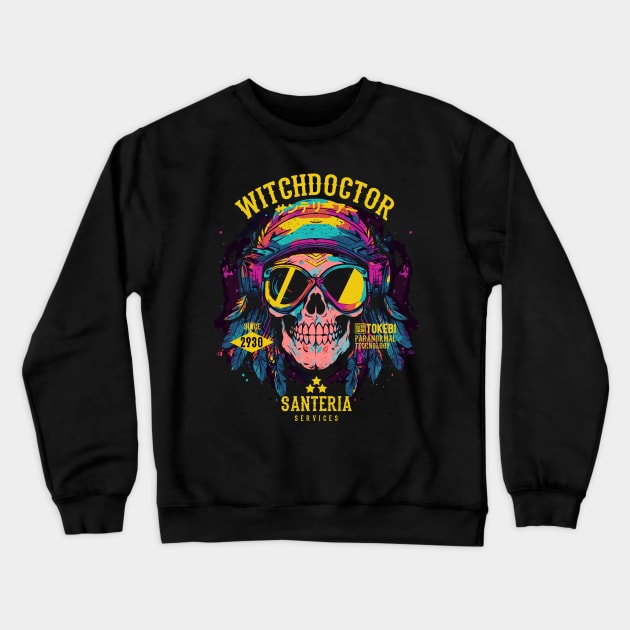 Witch Doctor Skull Crewneck Sweatshirt by TOKEBI